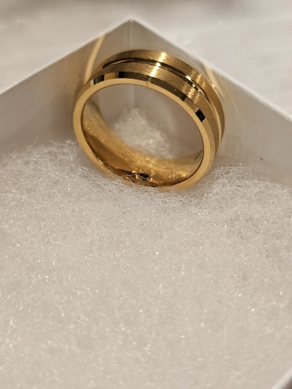 Men's Gold-Tone Band Ring - Tungsten (Size 9)